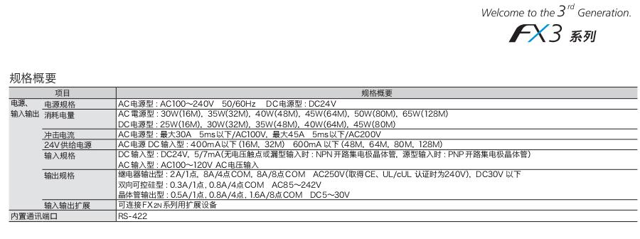FX3U系列可編程控制器