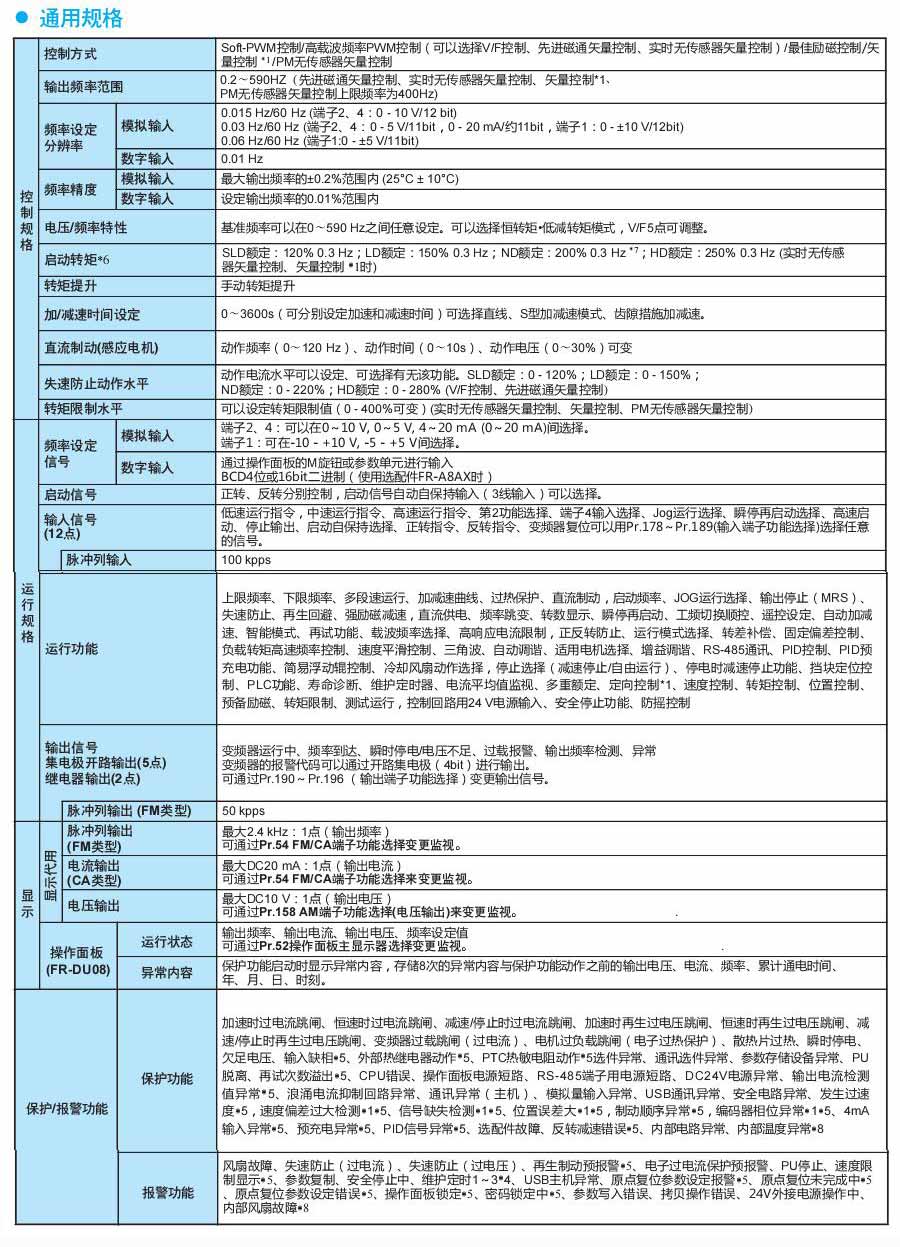 三菱變頻器FR-A800系列
